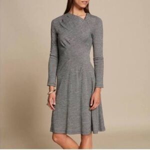 The Fold London Wool Blend Elegant Houndstooth Long Sleeve Dress UK 12 US 8